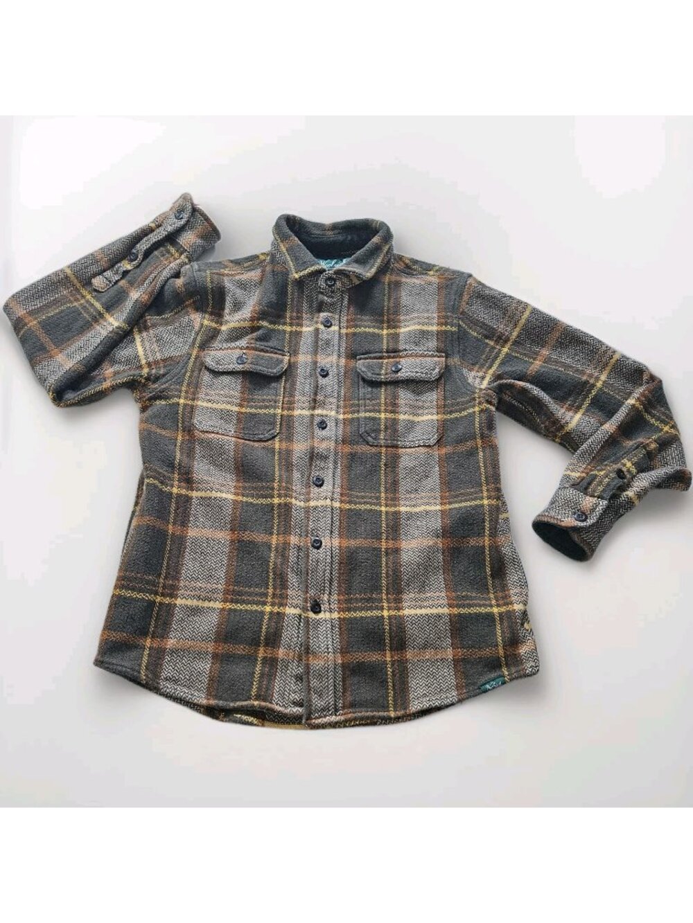 Woolrich The Green Label Shirt Mens S Plaid LS Cotton Shacket Pockets Buttons